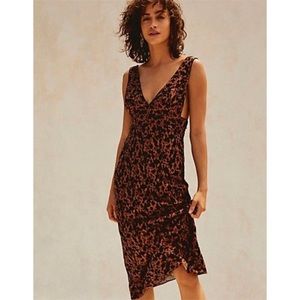 Free People Oh La La Printed Midi Dress Size 12 Rust